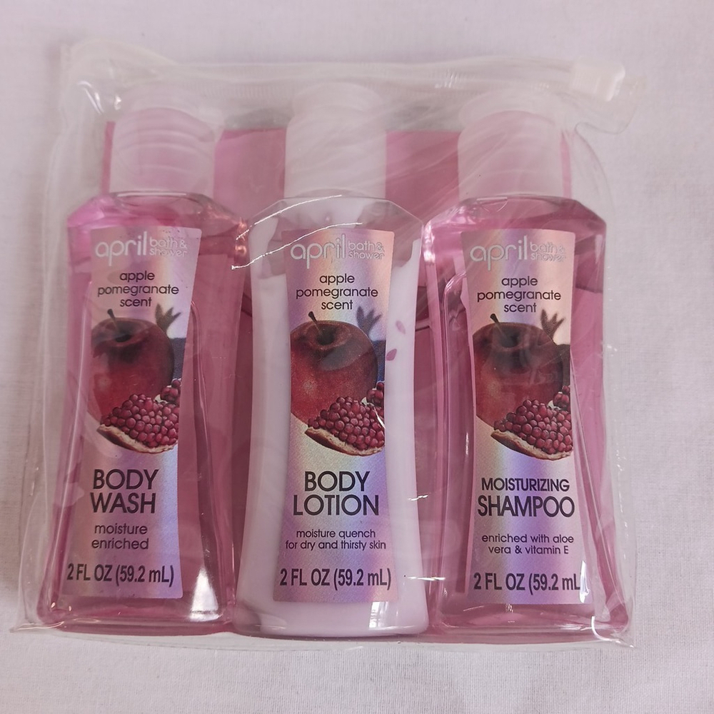 April Bath and Shower Apple Pomegranate Travel Set